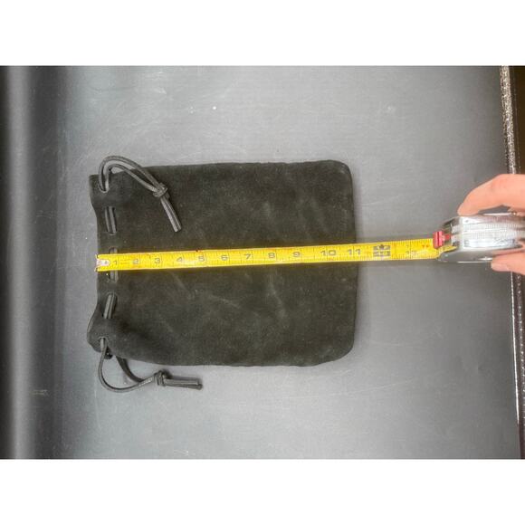 Vintage Black Leather Suede Drawstring Small Bag (Used) - Picture 6 of 8